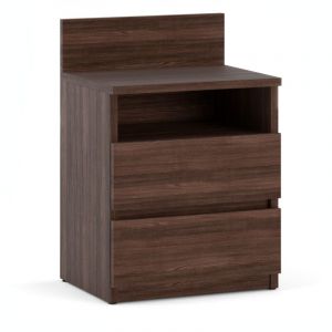 Chevet HIT PLUS commode 40x32x59 cm - 2 tiroirs et une &eacute;tag&egrave;re, ch&ecirc;ne weng&eacute;, moderne, chevet de chambre, finition mate