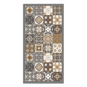 Tapis vinyle carreaux ciments orange 80x150cm