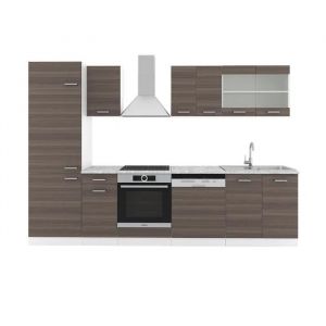 Cuisine "R-Line" 300cm Gris irisé/Blanc avec plans de travail Vicco