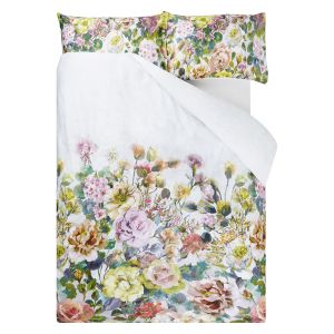Designers Guild Housse de couette imprim&eacute;e en satin de coton, Grandiflora Multicolore