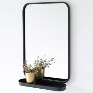 Miroir avec étagère en métal noir 51x78