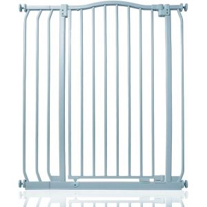 Safetots Barrière De Sécurité Supérieure Extra Haute Avec Design Courbé, Barrière À Pression Pour Escaliers, 80cm - 89cm, Hauteur Extra Haute De 100cm, Couleur Gris Mat