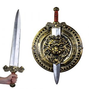 0214V8AWFZ4 ILOVEFANCYDRESS Or et Argent Gladiator Bouclier et épée Déguisement Arme Ensemble