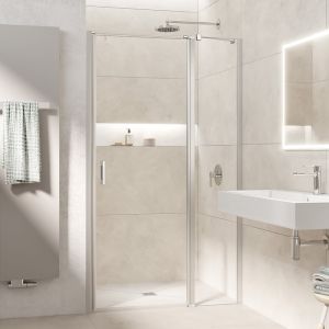 Kermi Liga Porte battante, avec élément fixe, pour niche, pour paroi latérale, LI1GR085201AK, LI1GR