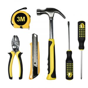 Benson Tools Ensemble d'Outils 6 Pi&egrave;ces avec Pince Combin&eacute;e, M&egrave;tre Ruban 3m, Tournevis Phillips et Plat, Marteau &agrave; Griffes et