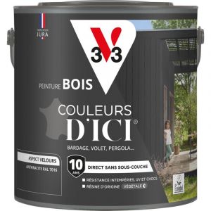 V33 Peinture bois extérieur Couleurs d'Ici Anthracite Velours 2L - Anthracite