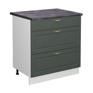 Meuble cuisine Fame-Line, Vert Or Campagne, 80 cm avec 3 tiroirs, pt Anthracite Vicco