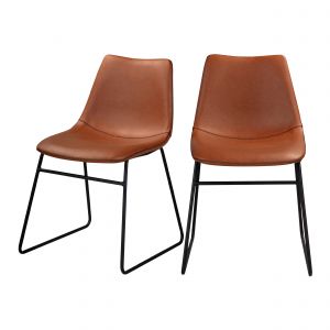 Rendez Vous D&eacute;co Chaise en cuir synth&eacute;tique marron (lot de 2)