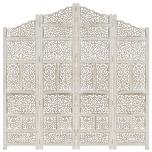 VidaXL Cloison de séparation 4 panneaux Blanc 160x165 cm Bois manguier
