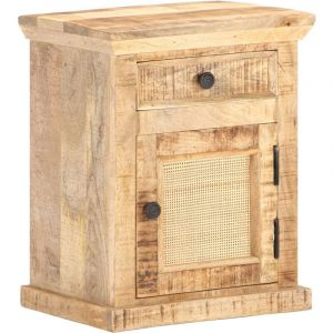 VidaXL Table de chevet 40x30x50 cm Bois de manguier et canne naturelle. Produit Neuf ! Garantie 0 ans !