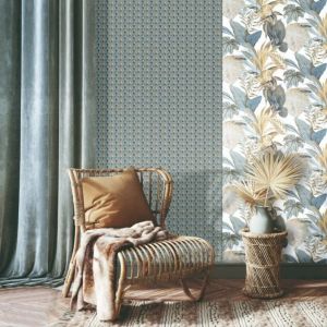 Topchic Papier peint Big Leaves Bleu et beige