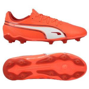 Puma Bottes de football king match fg/ag enfant rouge/blanc