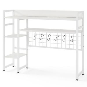 Coast Desk Rack - 94 × 25 × 74 cm - 4 niveaux - panneau grillagé en métal + 6 crochets - blanc