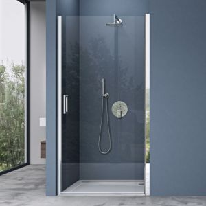 Porte de douche transparent 75cm autolevante pivotante 75x195cm montage r&eacute;versible paroi de douche &agrave; l'italienne verre esg Nano anti-calcaire