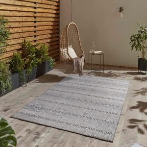 Aruba OVA - Tapis Extérieur/Intérieur Tissé Plat - Gris & Crème 160 x 230 cm