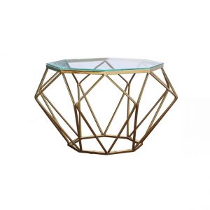 La Maison du Canapé Table basse verre SILLA - Transparent - Doré