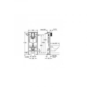 Grohe / Roca Pack WC haut de gamme avec bâti Rapid SL autoportant + cuvette sans bride Gap Round + plaque chromée