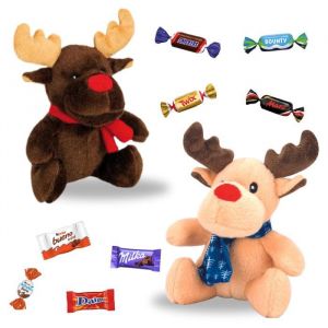 NOEL 2 Rennes de Noël accompagnés de 20 bonbons au chocolat Célébrations Milka Kinder & Daim A Offrir