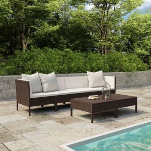 Image de VidaXL Zqyrlar - Salon de jardin 6 pcs avec coussins Résine tressée Marron
