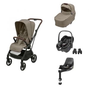 MAXI COSI - POUSSETTE TRIO Leona 2 + Pebble 360 + Nacelle Sense Twillic Truffle + Base 360