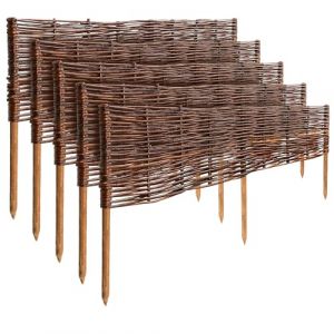 Lot de 5 Bordure de Jardin en Saule CREATIVE HOME 100 x 30 cm (+/- 1 cm) Cl&ocirc;ture de jardin Bordure de Pelouse