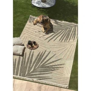 Tapis extérieur intérieur effet jute feuille CASSIS 91 Beige-80*150 Rectangulaire
