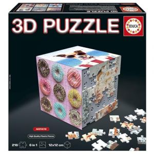 Educa 3D Puzzle Cube Aesthetic | Puzzle 3D en Forme de Cube avec 216 Pièces | 6 Puzzles de 36 Pièces | Défi Ludique pour Enfants dès 6 Ans (20125)