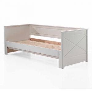Vipack Furniture Canapé-lit Pepin en bois de pin laqué blanc. Extensible de 90 x 200cm à 180 x 200cm. Sommier à lattes inclus. Matelas non inclus.