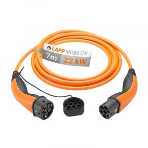 Lapp Mobility Câble de Charge de Type 2 22 KW/Lisse / 32 A / 3 Phases/câble de Charge de Voiture électrique/Mode 3/7 m