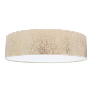 Ora Plafonnier Métal Blanc Abat-jour en Tissu Doré