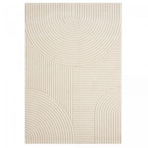 Dezenco Tapis de couloir 80x300 cr&egrave;me rectangle tiss&eacute; motif simple LYN9 cernan