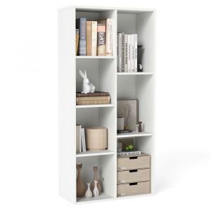 COSTWAY &Eacute;tag&egrave;re &agrave; 7 Cubes, Biblioth&egrave;que Ind&eacute;pendante Verticale ou Horizontale avec 7 Compartiments, Organisateur Cube avec 2 Kits Anti-basculement,