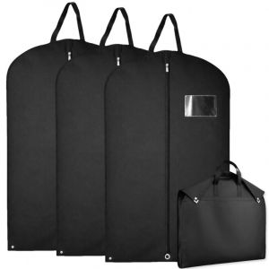 Lot de 3 housses pour v&ecirc;tements &agrave; suspendre, premium pliable avec fen&ecirc;tre transparente - 60 x 100 cm - Noir - Vivezen