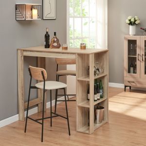 Table de Bar Danderyd 3 Étagères 120x60x106 cm Effet Chêne [en.casa]