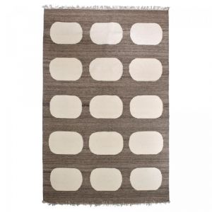 Unamourdetapis - Tapis salon et chambre en laine 120x180 beige et marron fait main motif rond koda