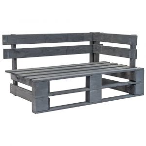Banc de jardin meuble de patio d'extérieur terrasse d'angle 110 x 65 x 55 cm palette de jardin bois gris 02_0011134