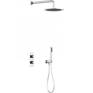 Ensemble de douche encastrable avec mitigeur thermostatique - Couleur nickel brossé - TIMAVO