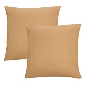 Biberna 0077144 de taies d'oreiller en jersey 100% coton avec fermeture &Eacute;clair, Lot de 2, 40 X 40 cm Or, 27 x 18 x 2 cm