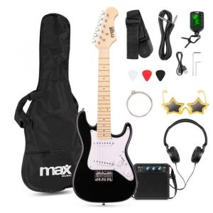Max GigKit Junior 1/4 - Pack Guitare Électrique Enfant 3 à 7 ans - Noir