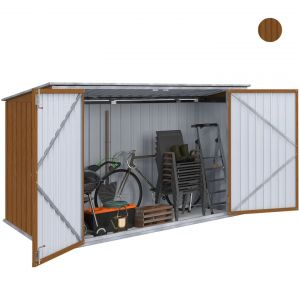 Idmarket Abri De Jardin En M&eacute;tal Effet Bois Verrouillable Multi-Rangement Pour Stockage V&eacute;los, Outils, Poubelles