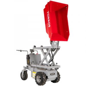Mini dumper &eacute;lectrique avec &eacute;l&eacute;vateur &agrave; ciseaux 500 kg 186 L benne basculante hydraulique avec batterie 48 V / 20 Ah Torros MED503HS