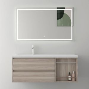 Mai&mai - Meuble de Salle de Bain Ch&ecirc;ne Clair avec Lavabo Meuble sous Vasque 120x46x49cm Meuble Suspendu avec 2 Tiroirs et 1 Compartiment de Rangement