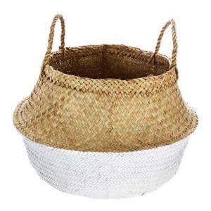 Image de Panier en osier pliable D 40 x H 40 cm Blanc AC DÉCO