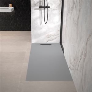 Kinedo Receveur de douche Kineline bonde côté largeur 180x90 gris pierre texture granit évac. caniveau (cache-bonde, grille et bonde extra plate inclus)