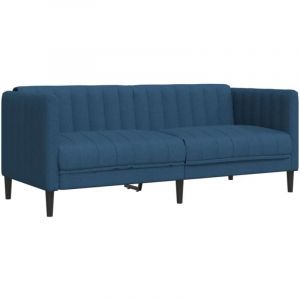 VidaXL Canap&eacute; &agrave; 2 places bleu tissu