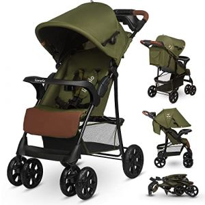 Poussette Lionelo Emma Plus 4 Roues Pliage Rapide Amortisseurs Forts Sac Inclus Acier Allié Vert