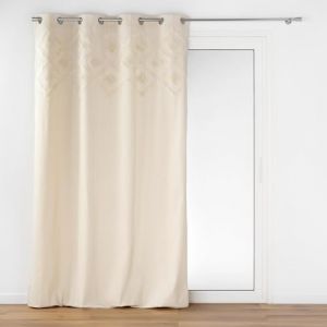 Douceur d'int&eacute;rieur, Rideau &agrave; Oeillets (140 x 240 cm) Inca, Coton & Polyester avec Top Tuft&eacute;, Naturel