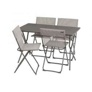 Ensemble 1 table, 4 chaises pliantes ultra-compactes en acier bleu