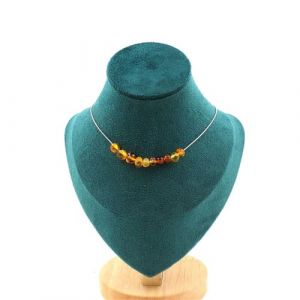 Collier 10 perles Ambre véritable de la mer Baltique chaîne inox - A Bijoux