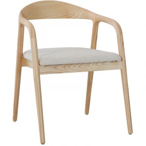 CLAIRE - Chaise en tissu beige pi&egrave;tement en bois clair